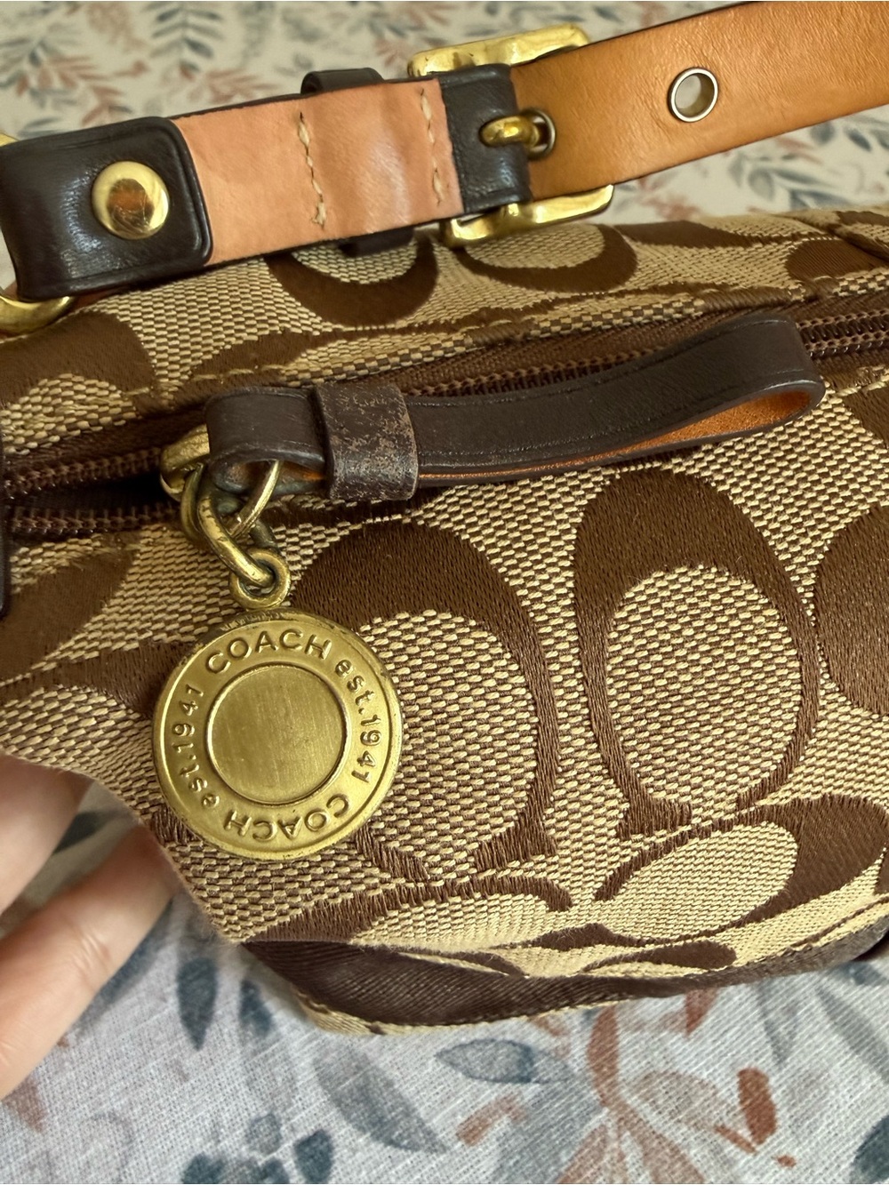 Coach Brown and Tan Signature Jacquard Mini bag - Picture 9 of 9